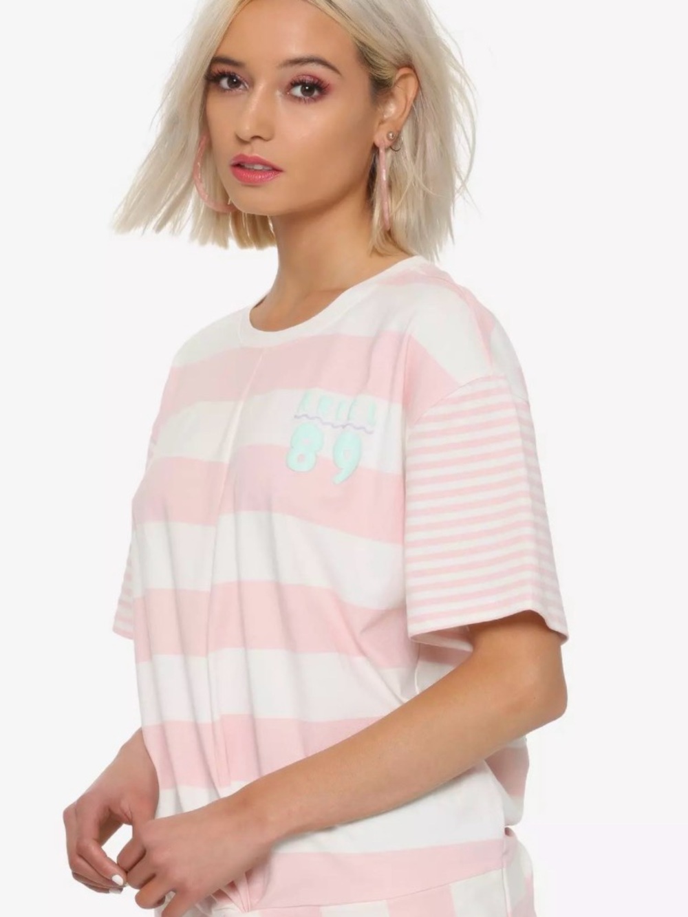 DISNEY HER UNIVERSE womens ARIEL MERMAID stripe pink blouse size Large